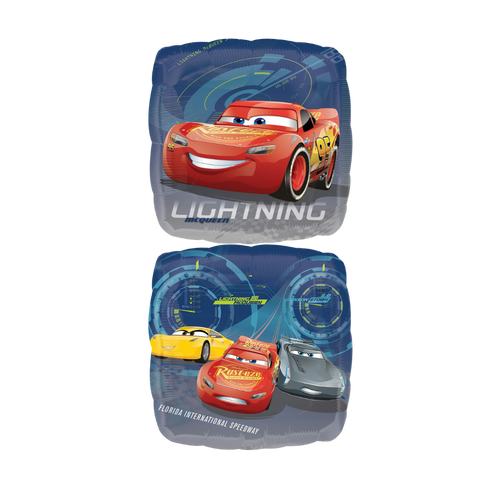 Blue Cars Lightning McQueen square balloon kids birthday from Parte Haus party supply store in Bethesda Maryland