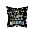 Black foil balloon with colorful stars amazing birthday message birthday theme from Parte Haus party supply store in Bethesda Maryland