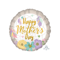 Multicolor round Happy Mother's Day foil balloon with feathers and flowers for Mother's Day from Parte Haus party supply store in Bethesda Maryland