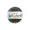 Black multicolored retirement balloon with confetti design for retirement party from Parte Haus party supply store in Bethesda Maryland