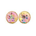 Pink and gold princess birthday foil balloon with cartoon princesses for fairytale celebration from Parte Haus party supply store in Bethesda Maryland
