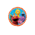 Multicolor Sesame Street balloon with characters in party hats birthday theme from Parte Haus party supply store in Bethesda MD