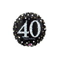 Black and gold 40 balloon with star accents for birthday celebration from Parte Haus party supply store in Bethesda MD