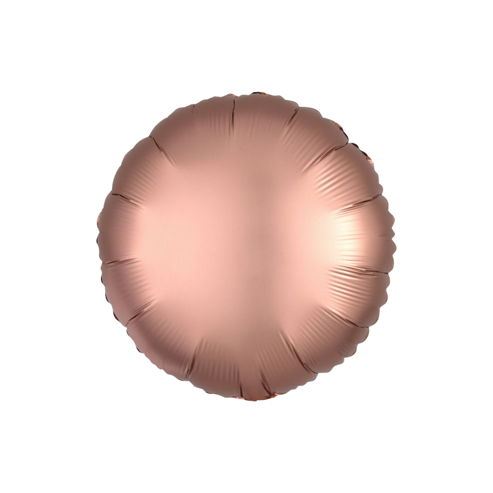 Rose copper round foil balloon with satin finish birthday from Parte Haus party supply store in Bethesda MD