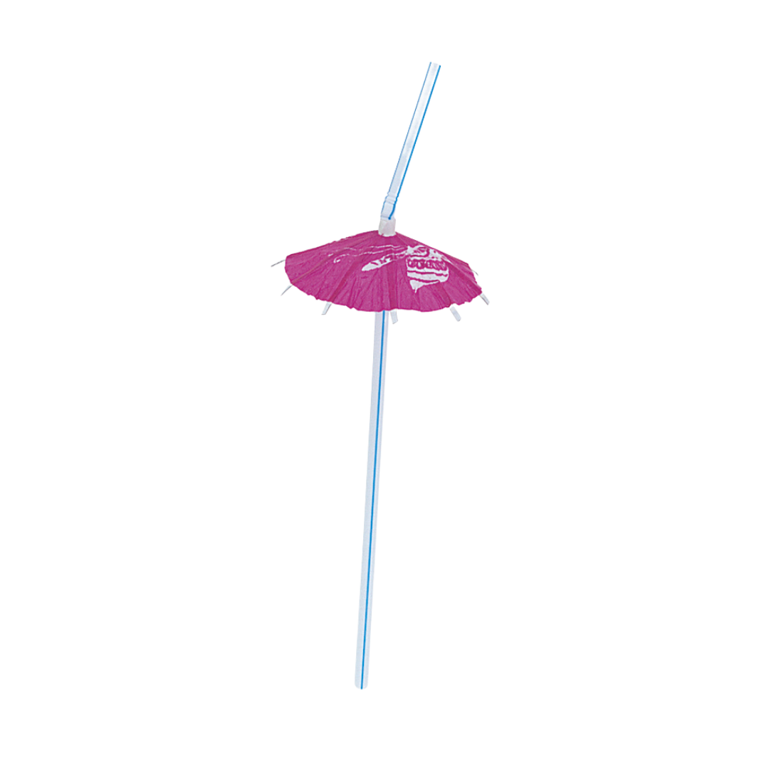 Assorted Colors Luau Umbrella Plastic Straws - 6 pk
