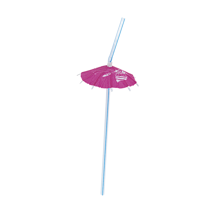 Assorted Colors Luau Umbrella Plastic Straws - 6 pk
