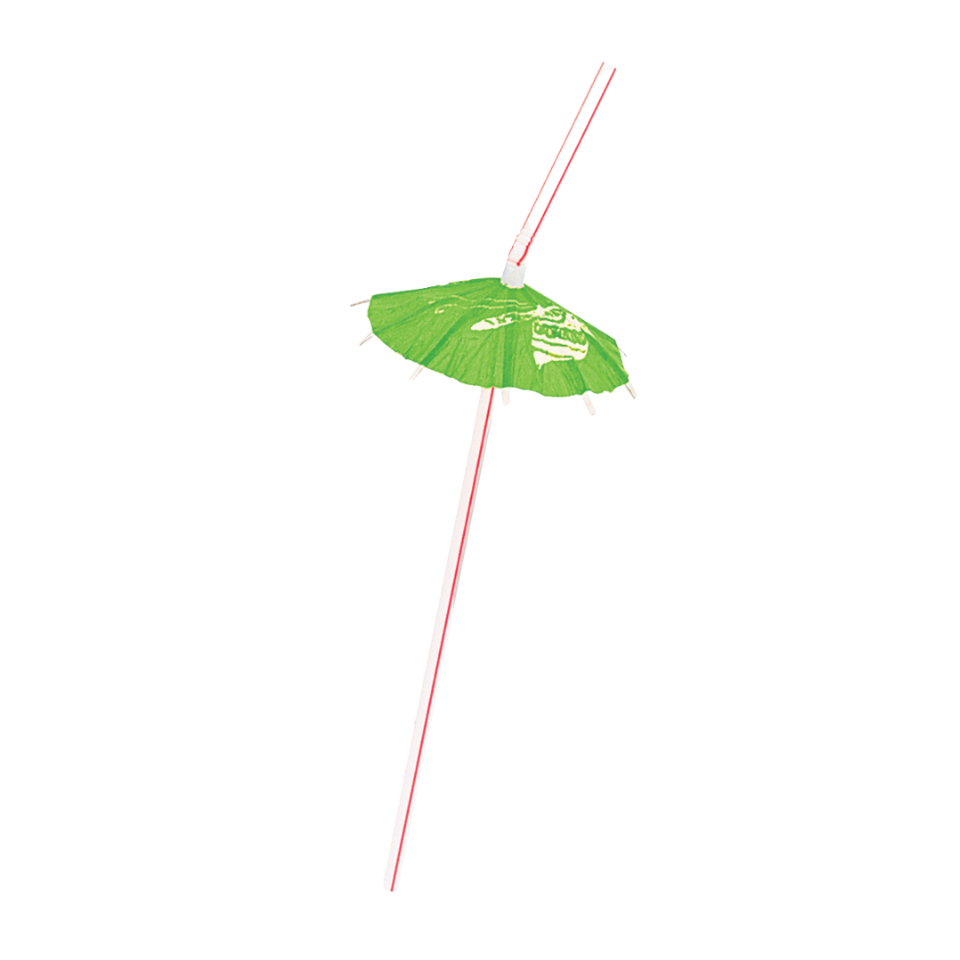 Assorted Colors Luau Umbrella Plastic Straws - 6 pk