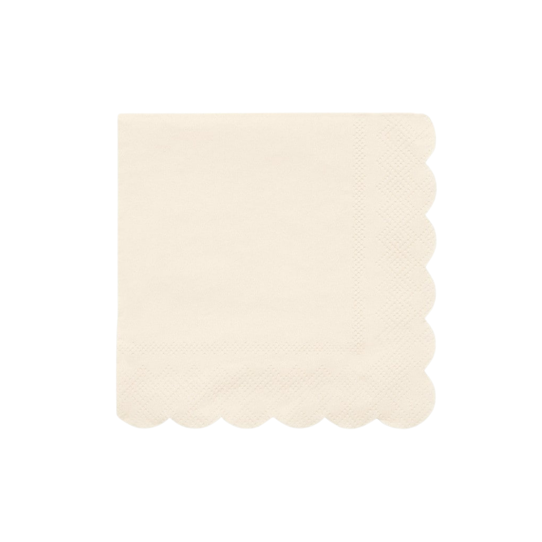 Ivory napkin with scalloped edge elegant decor from Parte Haus party supply store in Bethesda MD