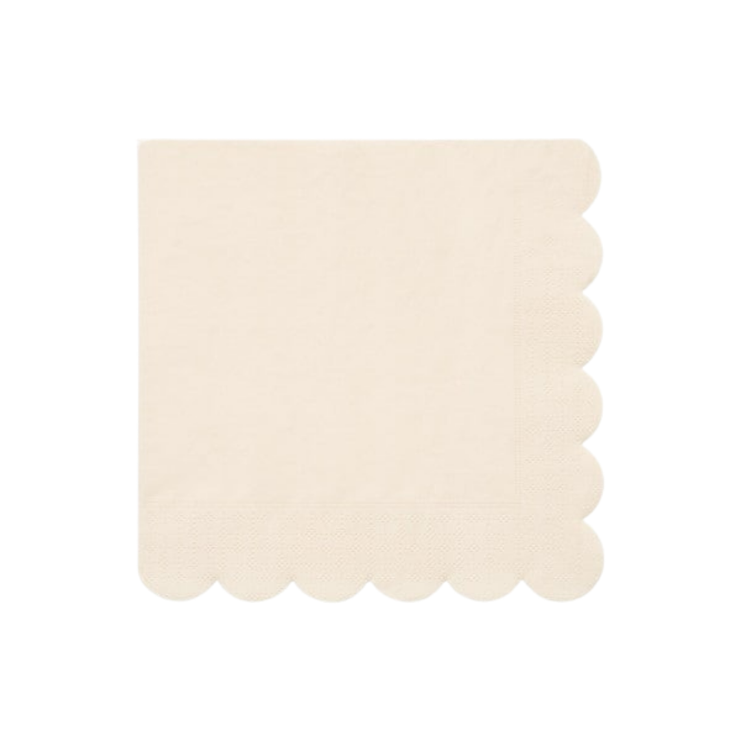 Ivory napkin with scalloped edge for birthday from Parte Haus party supply store in Bethesda Maryland