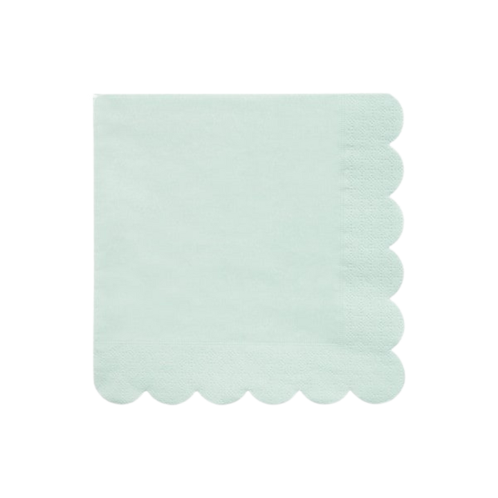 Mint green napkin with scalloped edge for birthday celebration from Parte Haus party supply store in Bethesda MD.