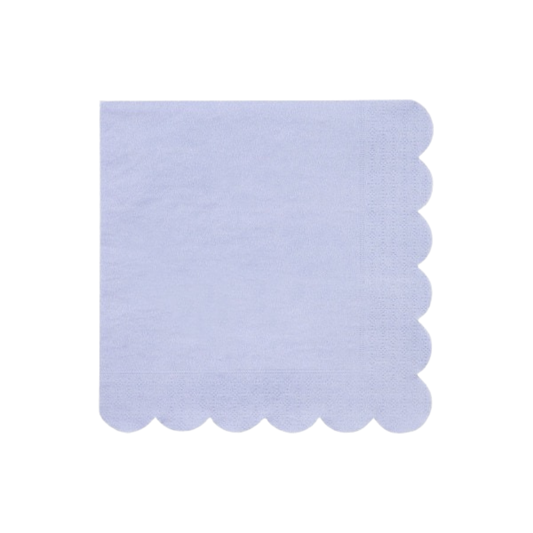 Light purple paper napkin with scalloped edge for birthday celebration from Parte Haus party supply store in Bethesda MD
