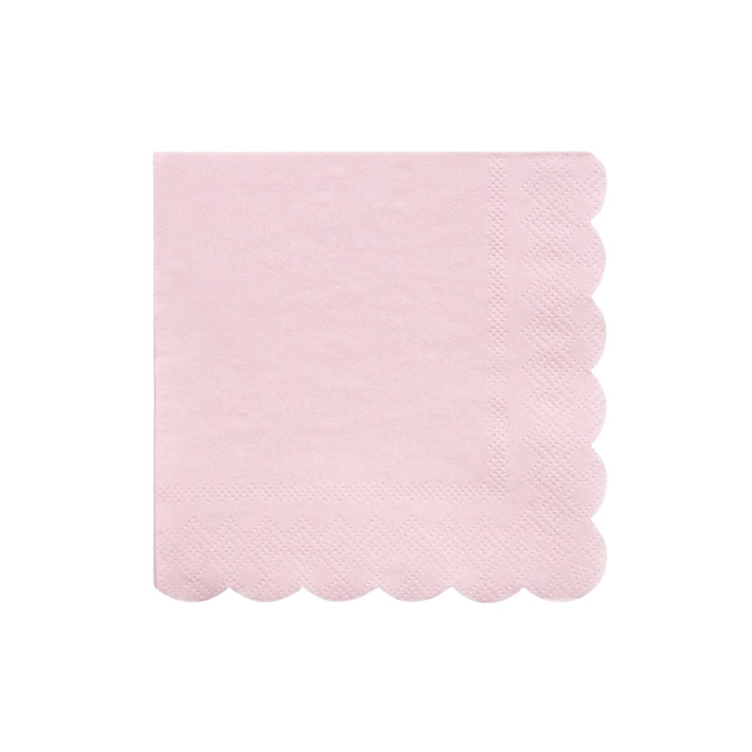 Light pink napkin with scalloped edge for birthday party from Parte Haus party supply store in Bethesda MD