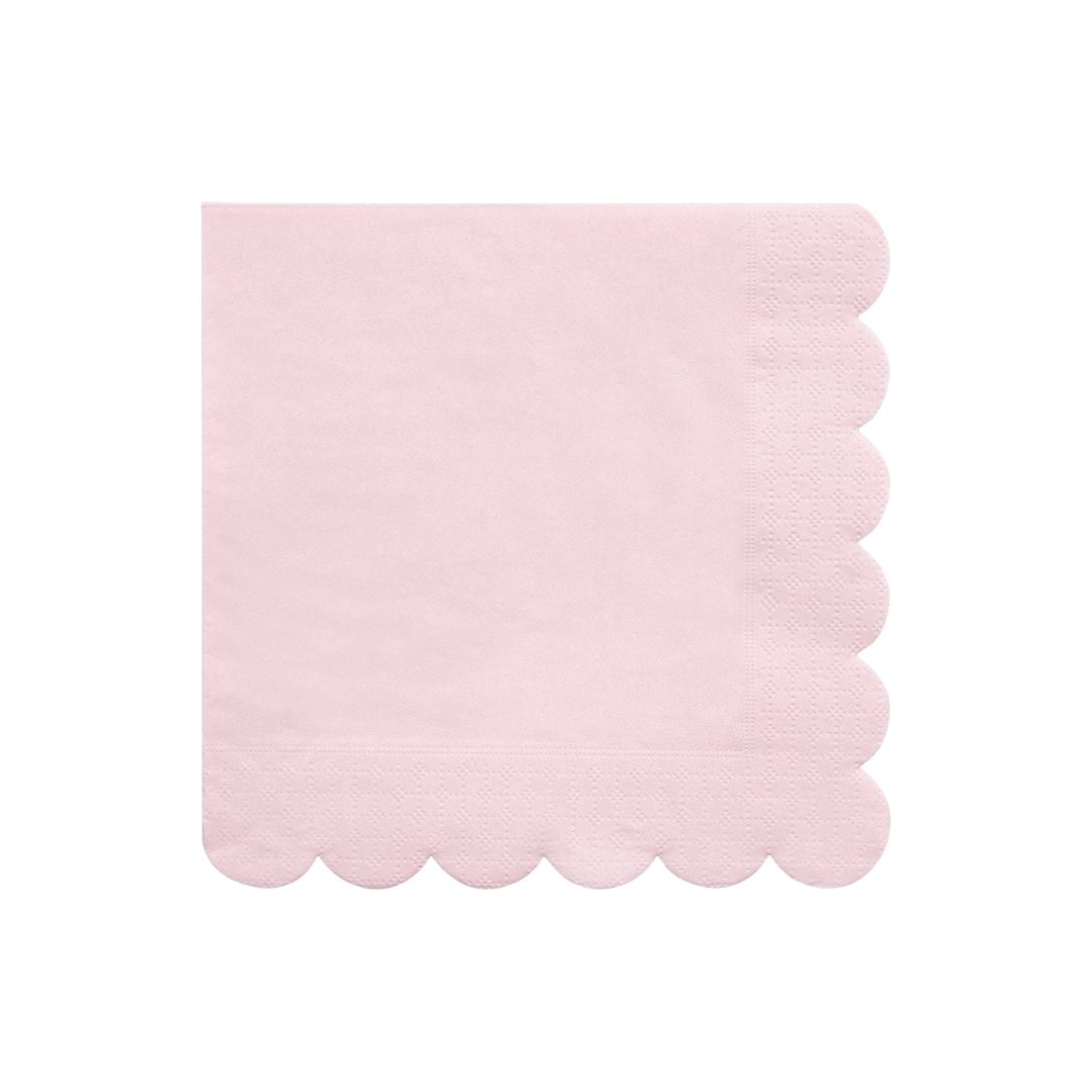 Light pink napkin with scalloped edges for birthday celebration from Parte Haus party supply store in Bethesda MD
