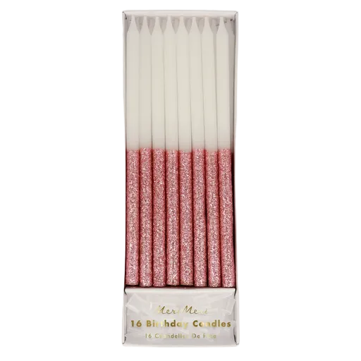 Dusty Pink Glitter Dipped Candle Set