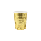 Gold fringe paper cup shiny metallic look birthday or celebration from Parte Haus party supply store in Bethesda MD