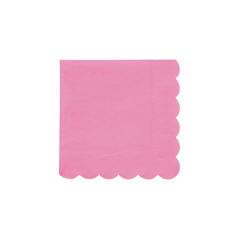 Pink scalloped napkin with textured border for birthday celebration from Parte Haus party supply store in Bethesda Maryland