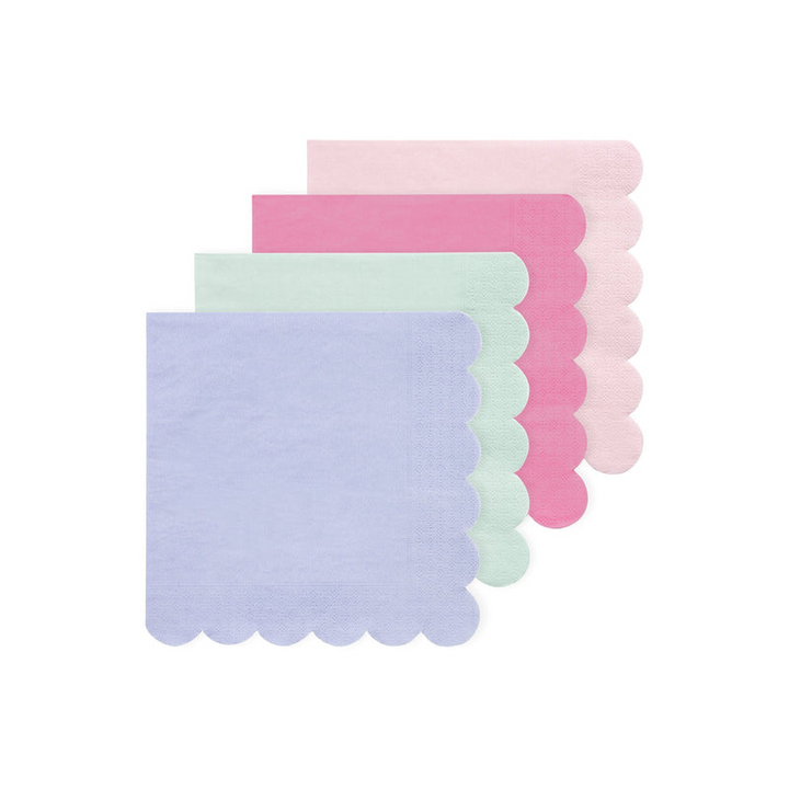Multicolor Scallop Edge Cocktail Napkins