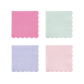 Pink mint purple and light pink scalloped napkins pastel tableware for birthday from Parte Haus party supply store in Bethesda Maryland