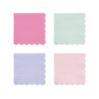 Pink mint purple and light pink scalloped napkins pastel tableware for birthday from Parte Haus party supply store in Bethesda Maryland