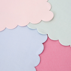 Pastel colored scalloped edge napkins for birthday from Parte Haus party supply store in Bethesda Maryland