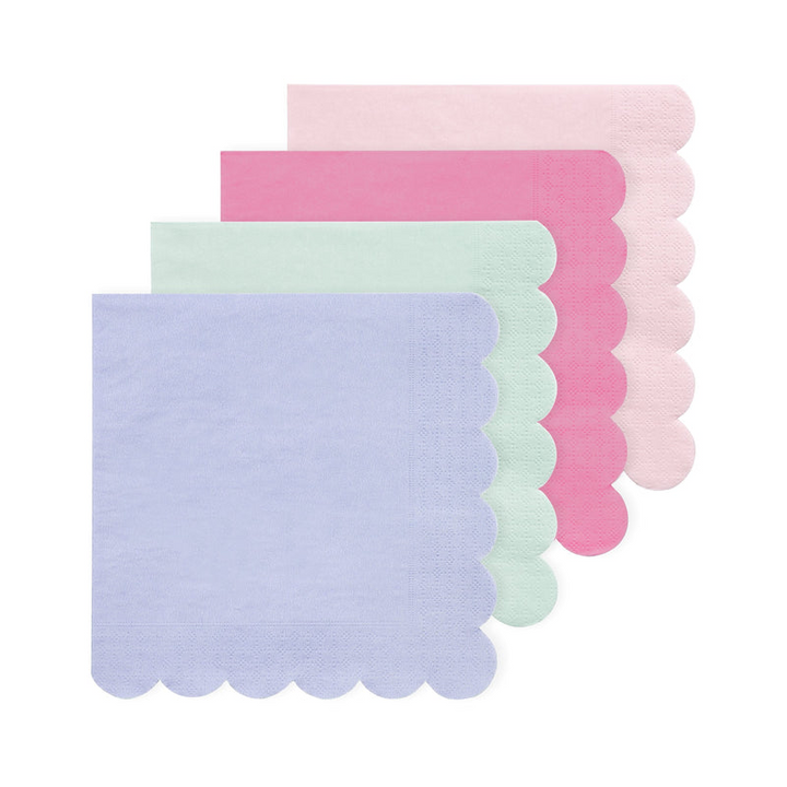 Multicolor Scallop Edge Dinner Napkins