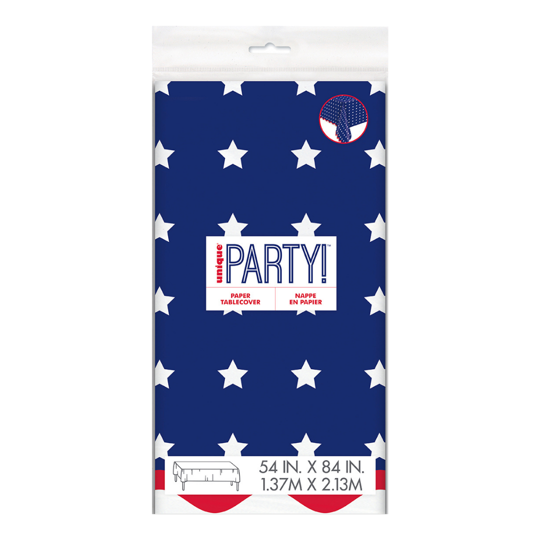 Blue Peppy Patriotic Paper Tablecover