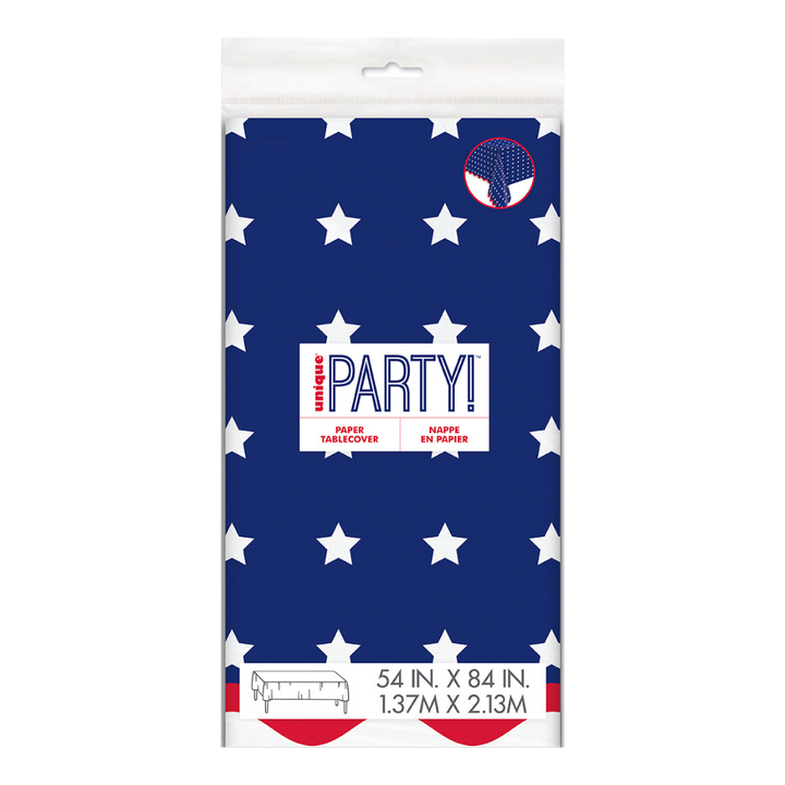 Blue Peppy Patriotic Paper Tablecover