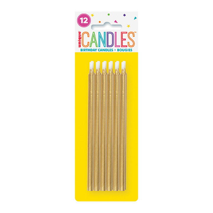 Gold Birthday Candles - 12 pk