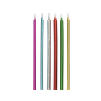 Rainbow metallic candles tall thin birthday decor from Parte Haus party supply store in Bethesda MD