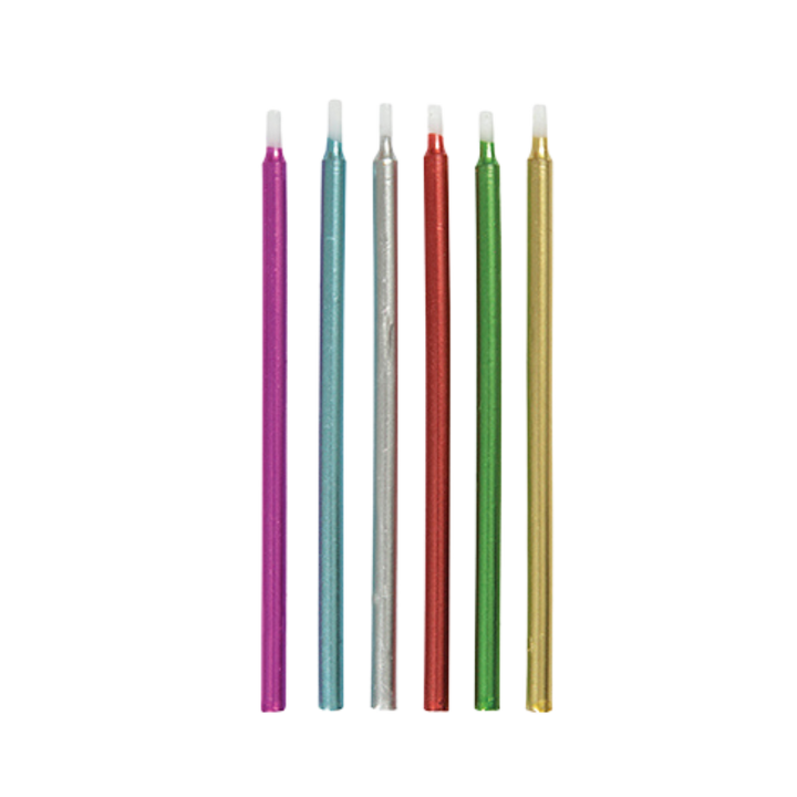 Multicolored Metallic Birthday Candles - 12 pk