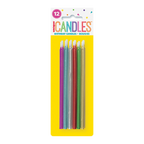 Multicolor birthday candles slim design for birthday celebration from Parte Haus party supply store in Bethesda MD