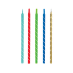 Assorted color spiral birthday candles standing upright for celebrations from Parte Haus party supply store in Bethesda MD