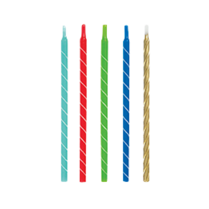 Multicolored Bright Spiral Birthday Candles - 12 pk