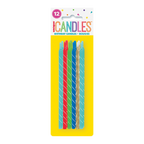 Multicolor birthday candles with spiral stripes great for birthday celebrations from Parte Haus party supply store in Bethesda MD