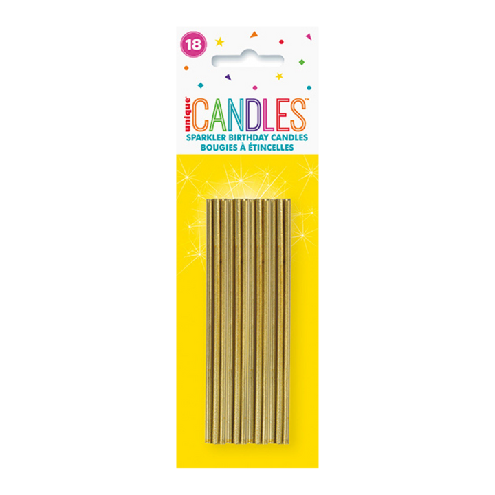 Gold Sparkle Birthday Candles - 18 pk