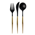 Black and Gold Plastic Cutlery - 24 pcs