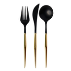 Black and Gold Plastic Cutlery - 24 pcs