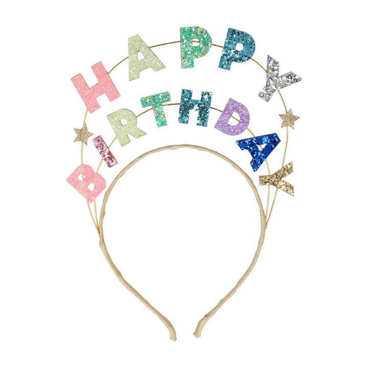Colorful "Happy Birthday" Glitter Headband