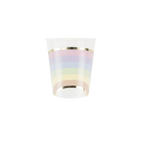 Rainbow pastel cup with gold rim for birthday celebration from Parte Haus party supply store in Bethesda Maryland