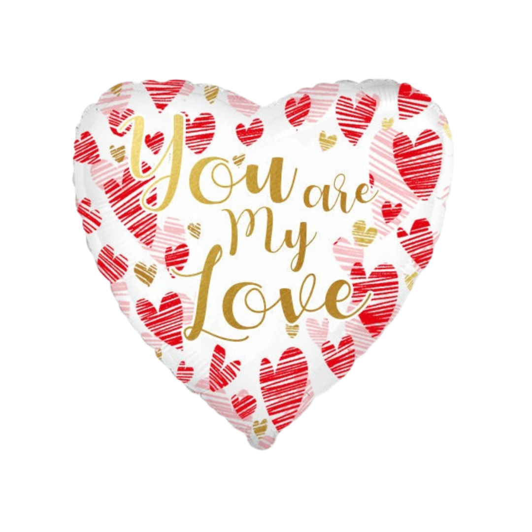 White Red "You Are My Love" Valentine’s Day Foil Balloon, 18in