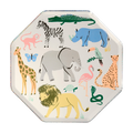 Multicolor animal themed octagon plate with illustrated safari animals birthday from Parte Haus party supply store in Bethesda MD