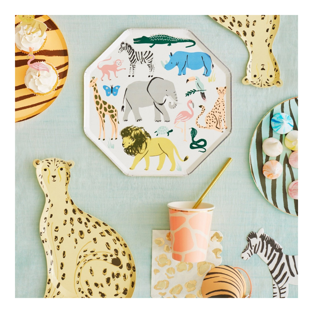 Beige Safari Animals Dinner Plates