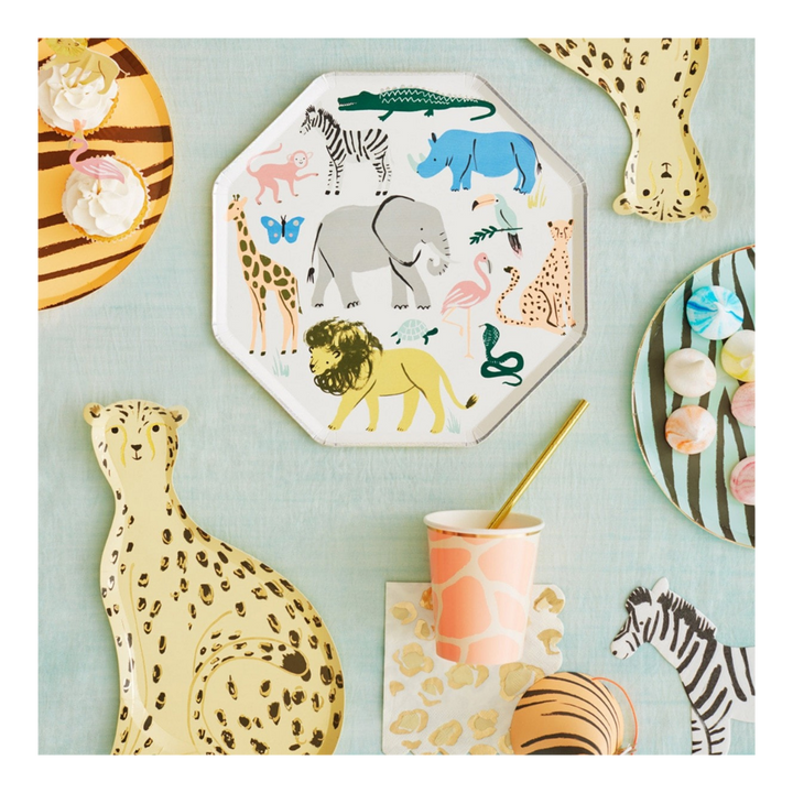 Beige Safari Animals Dinner Plates