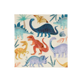 colorful dinosaur napkin with illustrated dinosaurs and leaves for kids birthday from Parte Haus party supply store in Bethesda Maryland