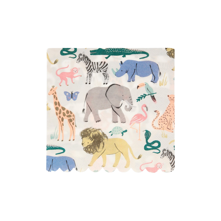 Beige Safari Animals Dinner Napkins