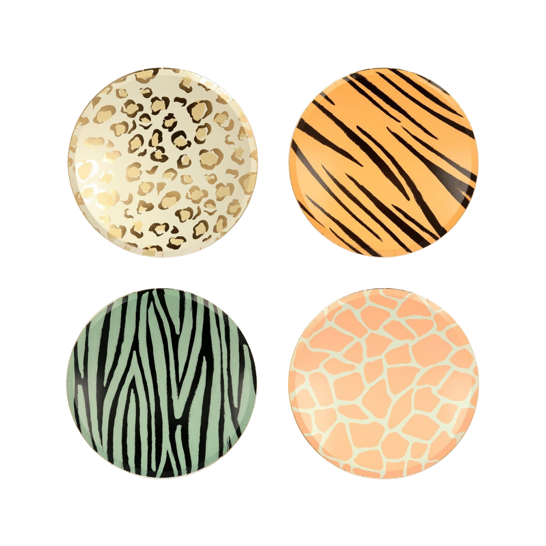 Assorted Color Safari Animal Print Dinner Plates