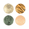 Multicolor animal print plates with leopard zebra tiger and giraffe patterns safari theme from Parte Haus party supply store in Bethesda Maryland
