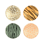Multicolor animal print plates with leopard zebra tiger and giraffe patterns safari theme from Parte Haus party supply store in Bethesda Maryland