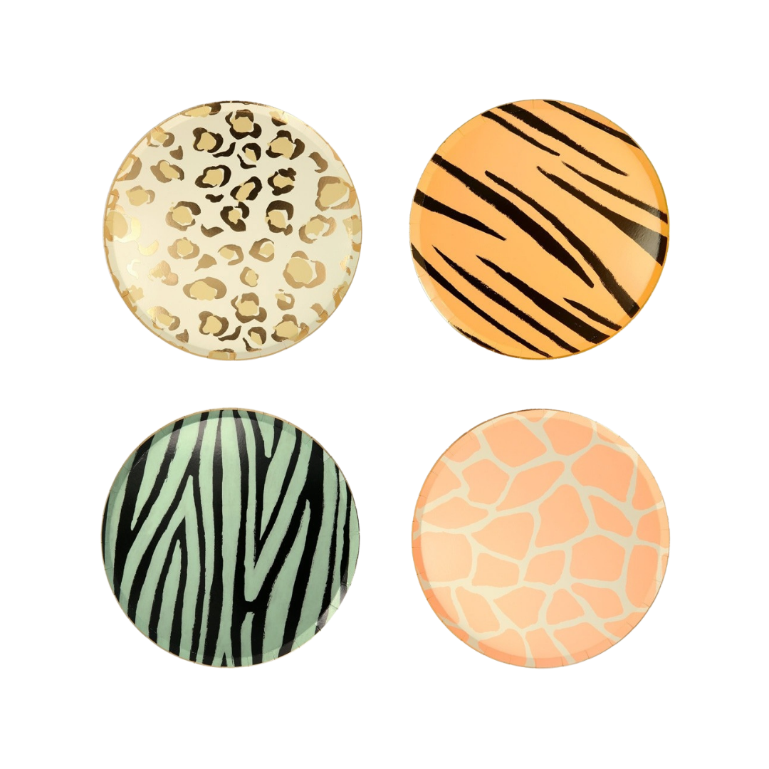 Assorted Color Safari Animal Print Appetizer Plates