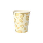 Gold leopard print paper cup elegant animal theme from Parte Haus party supply store in Bethesda Maryland
